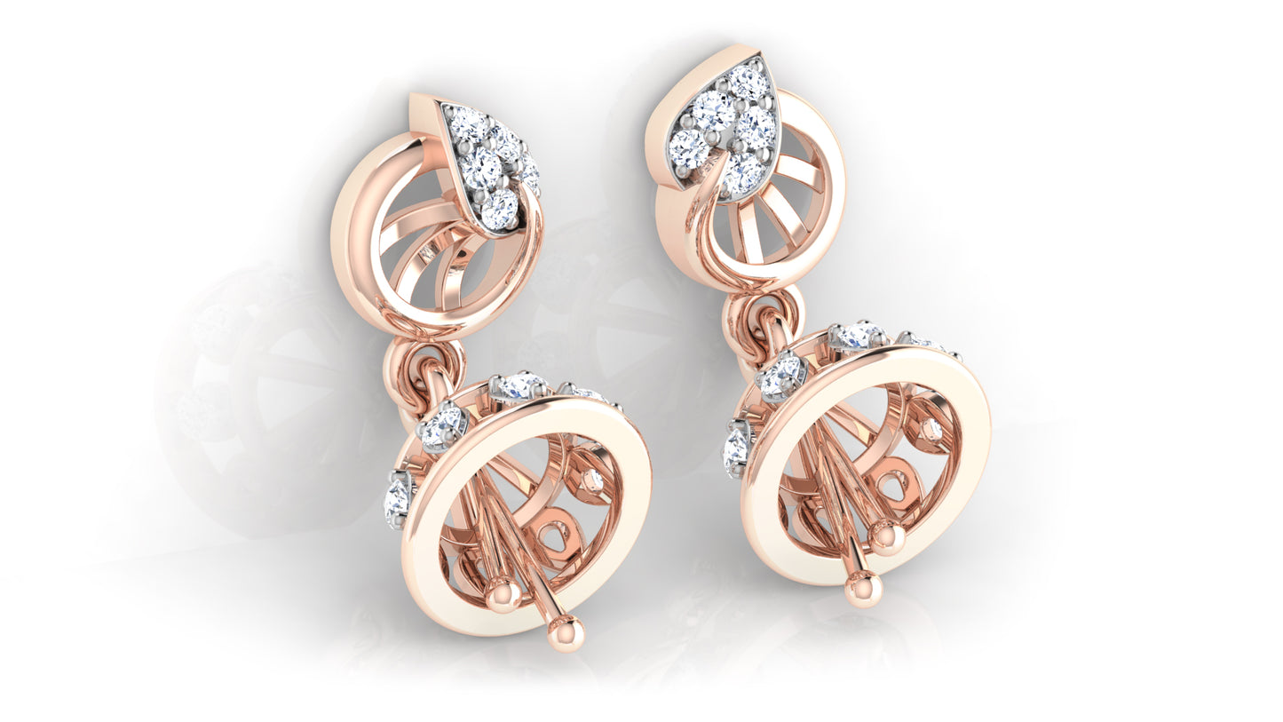 Circula Conica Lab Grown Diamond Rose Gold Danglers Main view