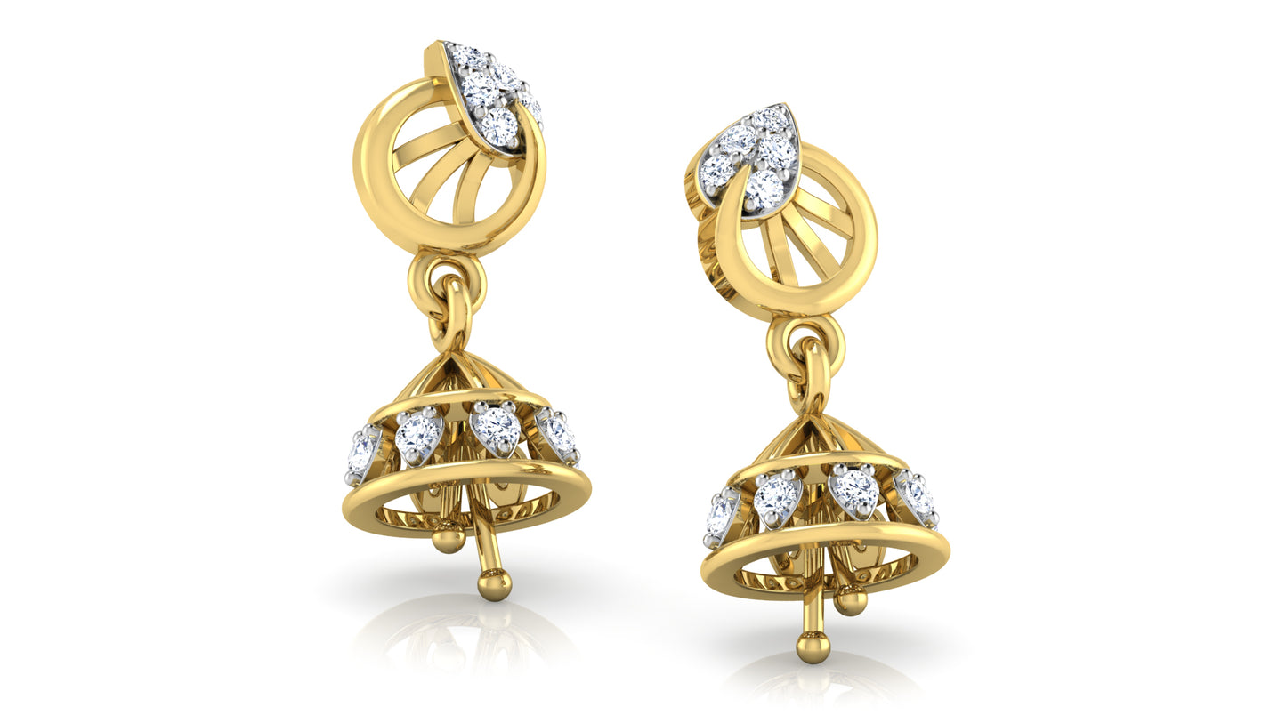 Stunning Circula Conica Lab Grown Diamond Gold Danglers 