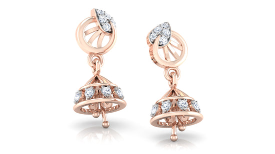 Stuninng Circula Conica Lab Grown Diamond Rose Gold Danglers 