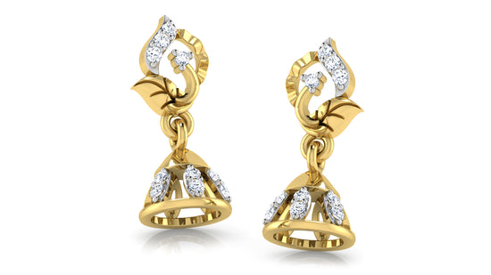 Gold Leaves n Cones Diamond Danglers