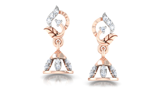 Rose Gold Leaves n Cones Diamond Danglers Main View