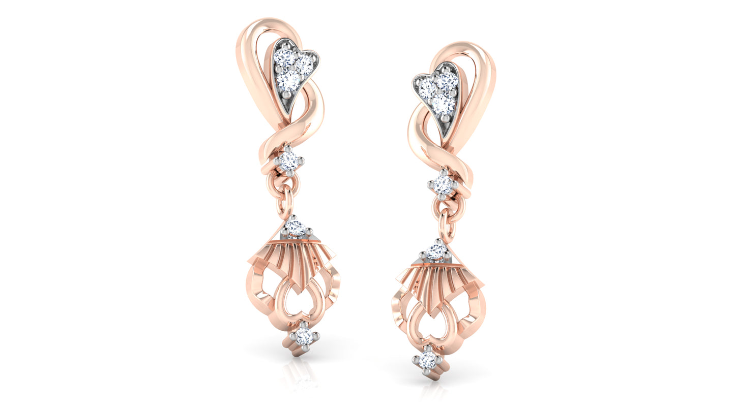 Striking Beauty Artificial Diamond Rose Gold Danglers Front view