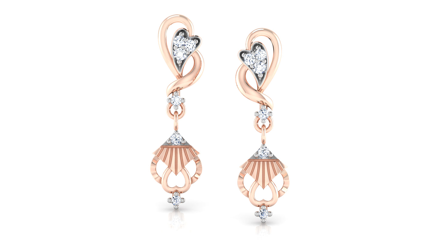 Striking Beauty Artificial Diamond Rose Gold Danglers Main View