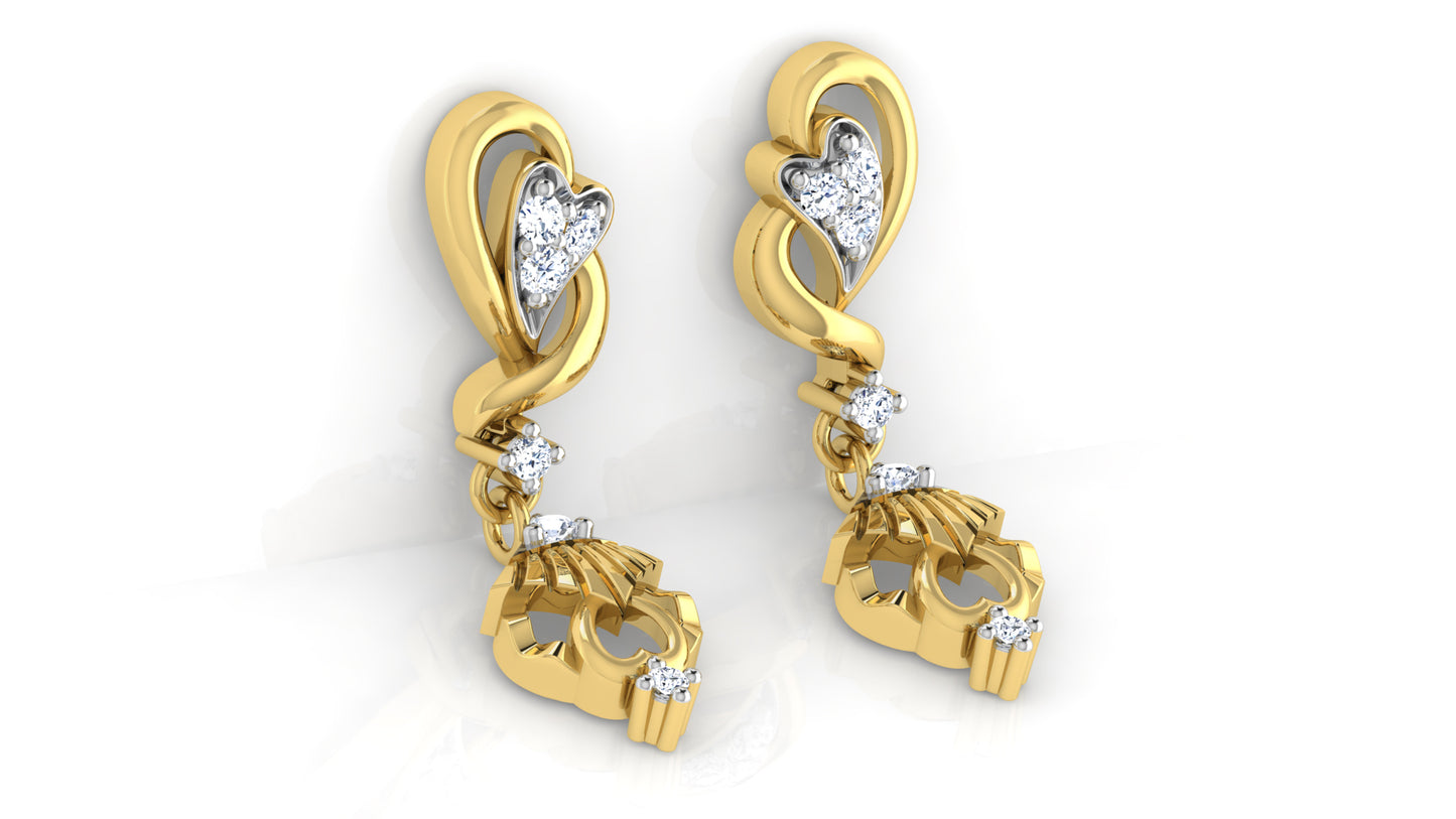 Striking Beauty Artificial Diamond Gold Danglers left View