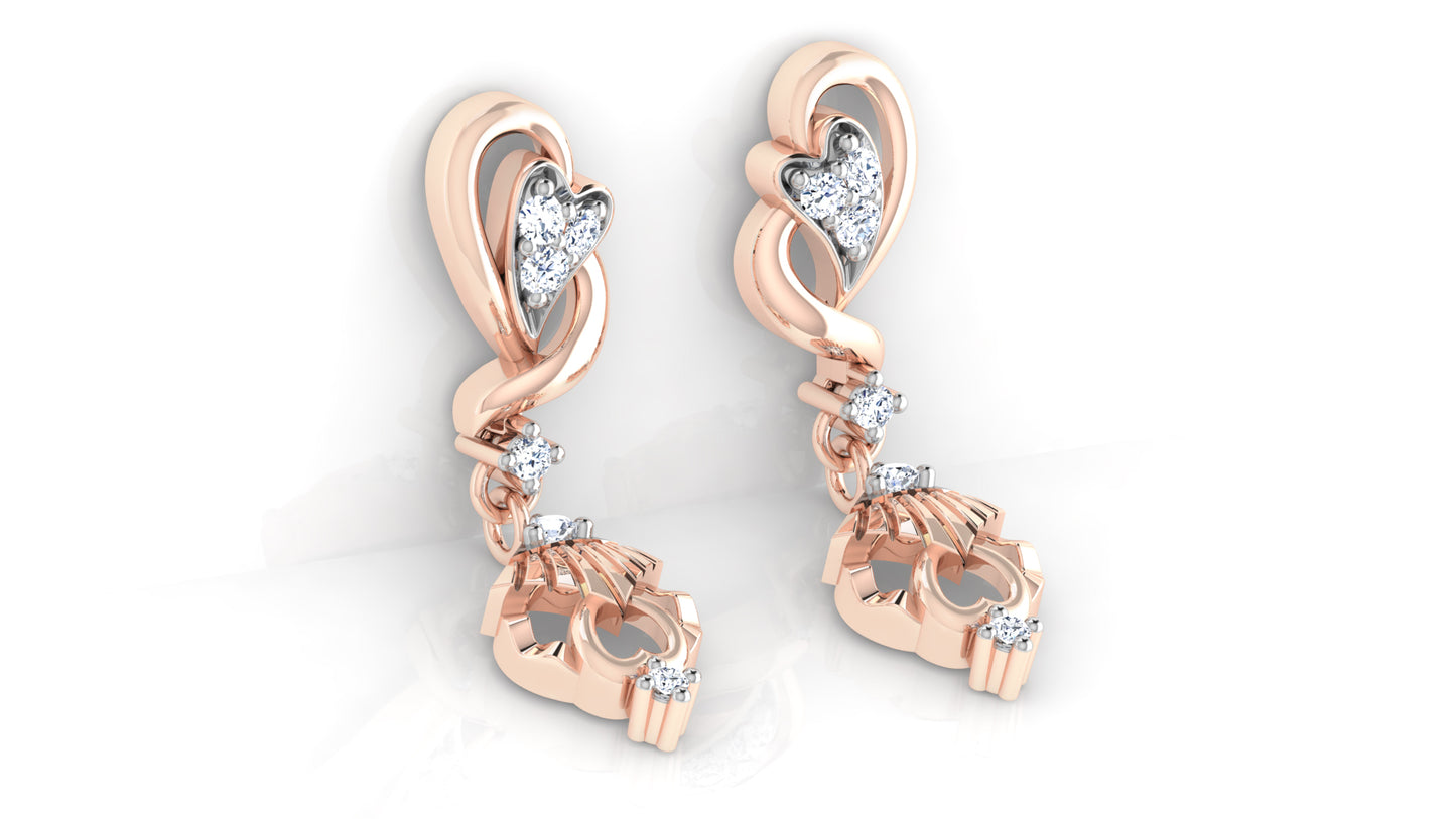 Striking Beauty Artificial Diamond Rose Gold Danglers left View