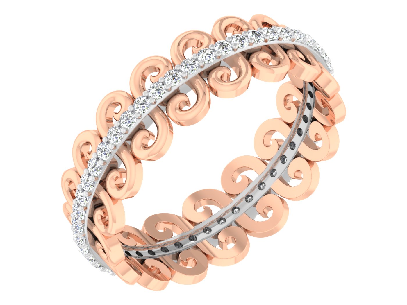 Buy Creeper Charm Artificial Diamond Rose Gold Band .Best Synthetic Diamond Jewelry in Chennai at Diahart.