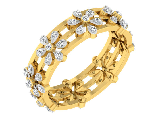 Garden Glory Artificial Diamond Gold Band  Side View .Best Lab grown Diamond Jewelry in Chennai at Diahart