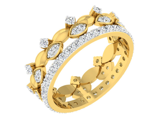 Buy Buds n Leaves Synthetic Diamond Gold Band .Best Artificial Diamond Jewelry in Chennai at Diahart.