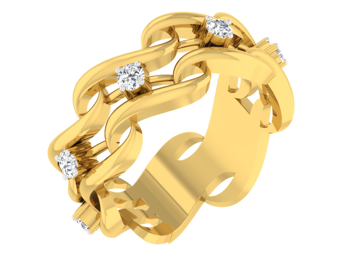 Buy Gold Waves Synthetic Diamond Band Order Online at Diahart.