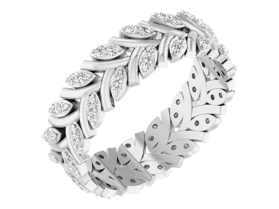 Buy Almond Grove Synthetic Diamond Silver Band Side View .Best Artificial Diamond Jewelry in Chennai at Diahart