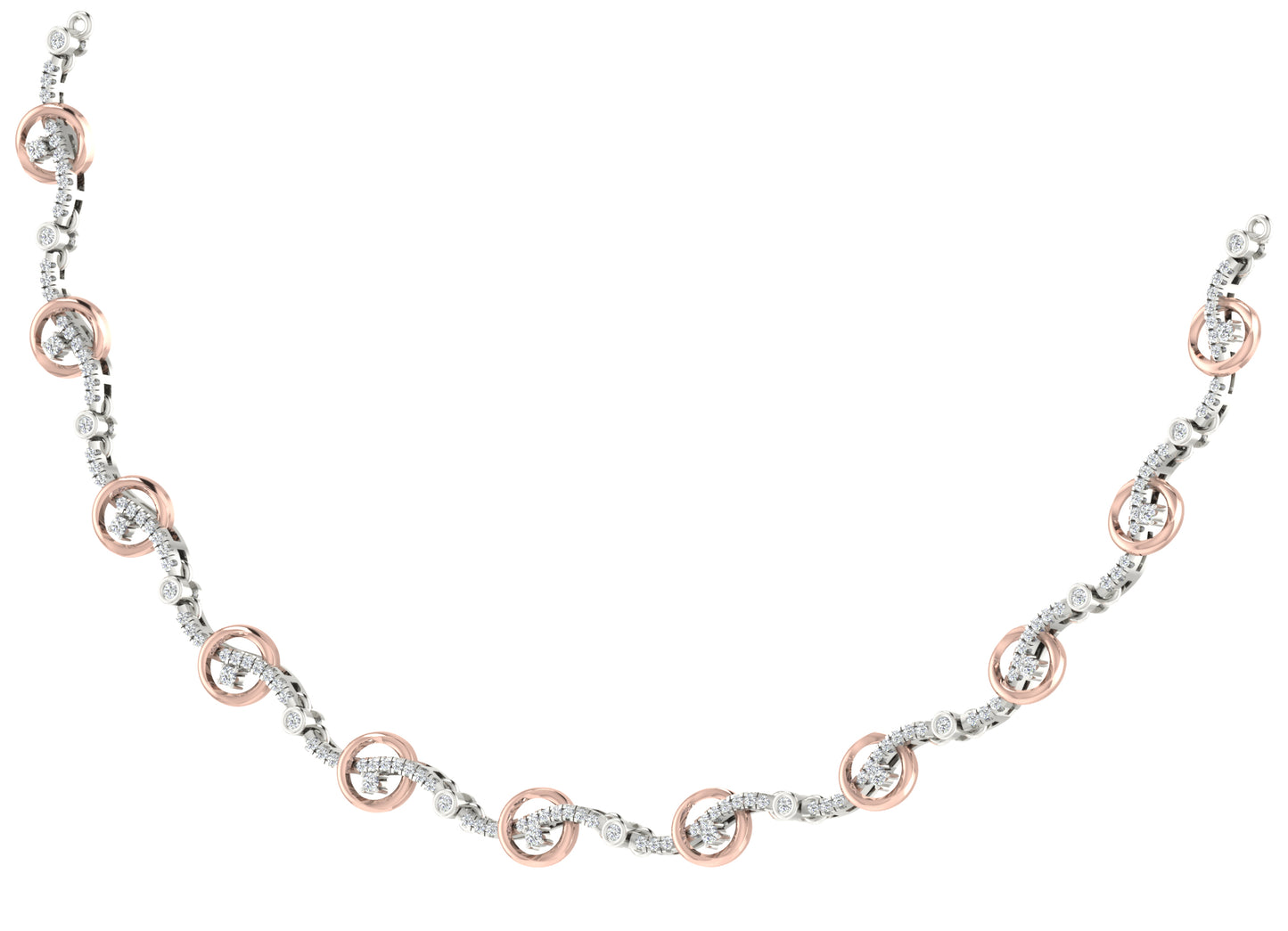 Waves n Rings Diamond Necklace and Earring Set