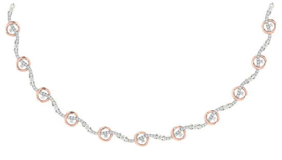 Waves n Rings Diamond Necklace and Earring Set