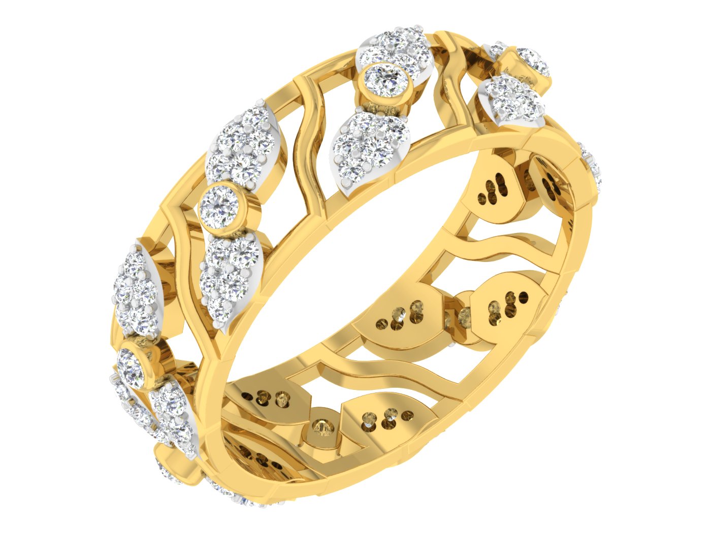 Wing Fusion artificial Diamond Gold Band Side View.Best Artificial Diamond Jewelry in Chennai