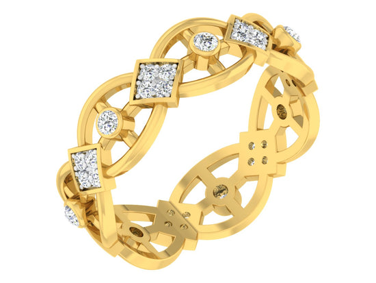 Cool Quest Artificial Diamond Gold Band Side View.Best Artificial Diamond Jewelry in Chennai at Diahart.