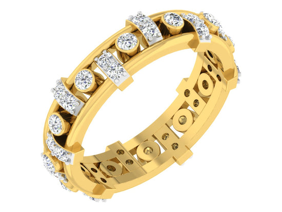 Dots n Dashes Artificial Diamond Gold Band Side View.Best Synthetic Diamond Jewelry in Chennai