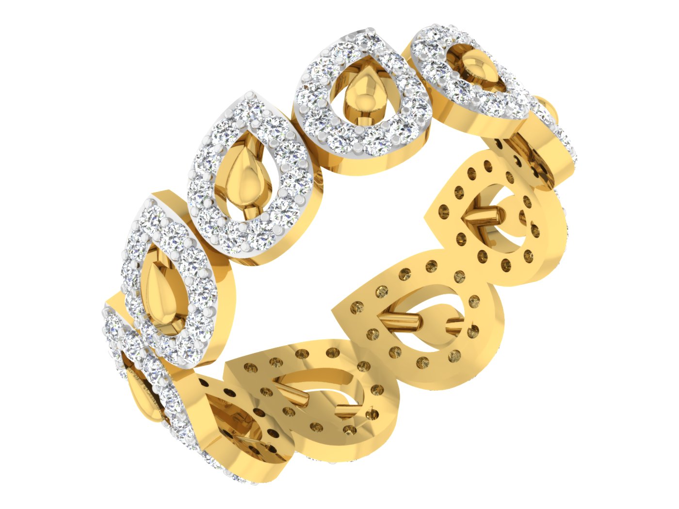 Diamond Mania Artificial Diamond Gold Band Side View. Best Artificial Diamond Jewelr in Chennai at Diahart.