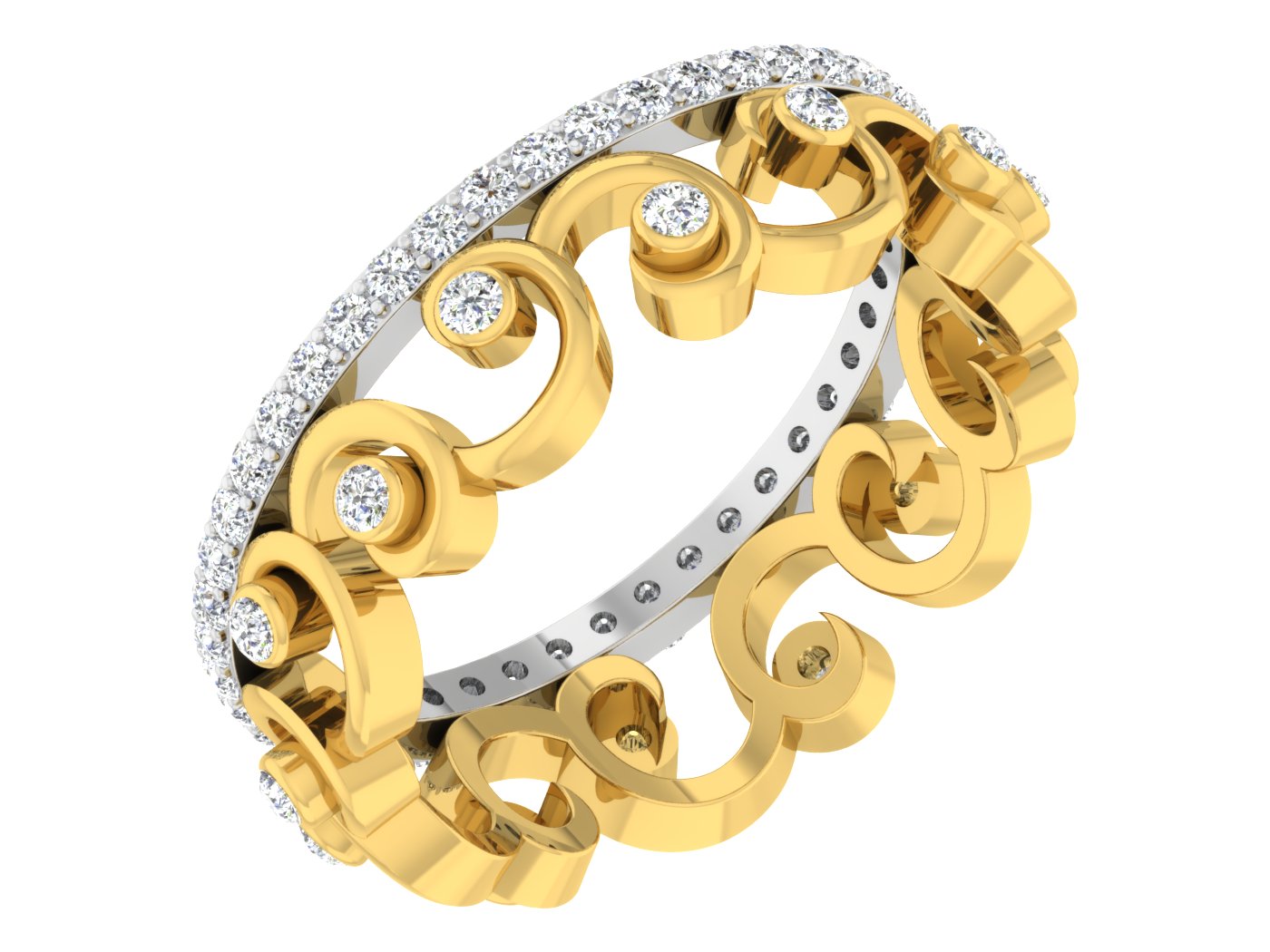 Spiral Way Lab Grown Diamond Band Side View.Best Artificial Diamond Jewelry in Chennai