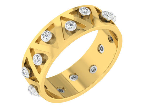 Mountain Top Lab Grown Diamond Gold Band Side View Best Lab Grown Diamond Jewelry in Chennai