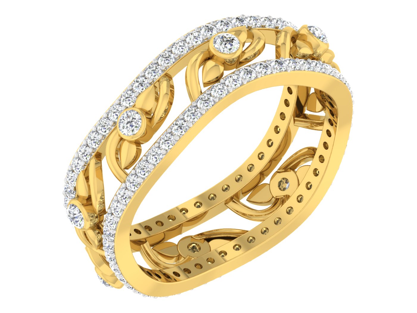 Rain Rider Lab Grown Diamond Gold Band Side View.Best Artificial Diamond Jewelry in Chennai