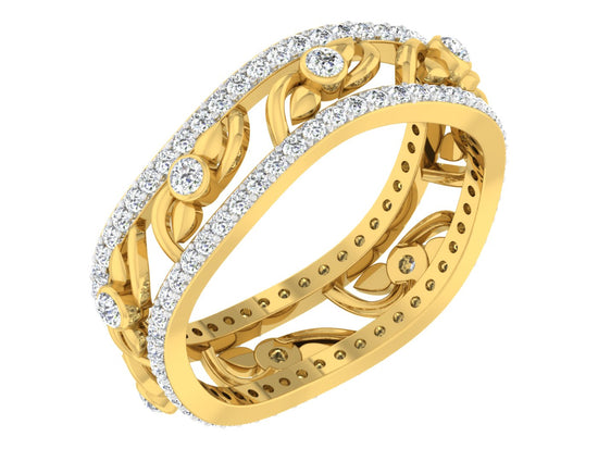 Rain Rider Lab Grown Diamond Gold Band Side View.Best Artificial Diamond Jewelry in Chennai