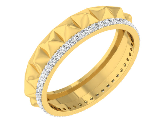 Tiny Pyramids Synthetic Diamond Gold Band Side View.Best Synthetic Diamond Jewelry in Chennai