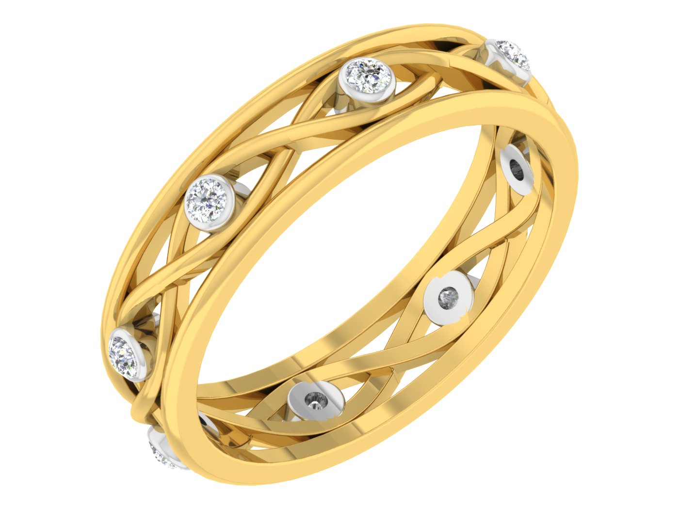 Sun Surfer Artificial Diamond Gold Band Side View.Best Synthetic Diamond Jewelry in Chennai