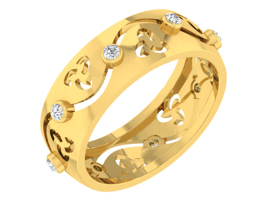 Sun Spark Synthetic Diamond Gold Band Front View .Best Synthetic Diamond Jewelry in Chennai