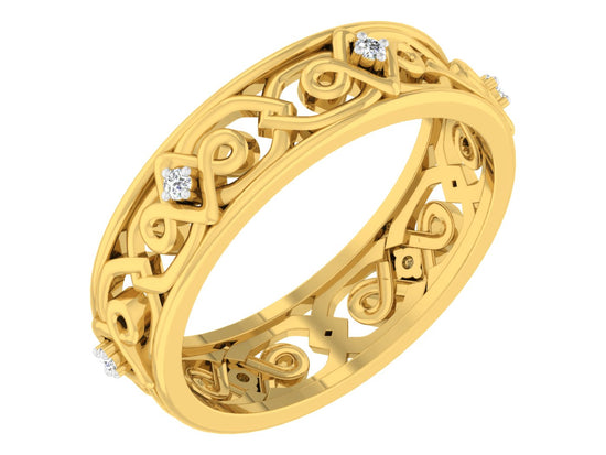 Maze Craft Lab Grown Diamond Gold Band Front View. Best Artificial Diamond Jewelry in Chennai