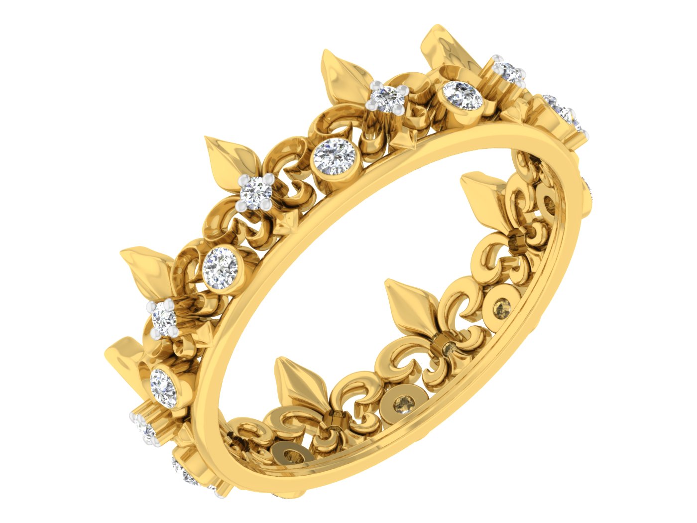 Flame Furor Artificial Diamond Gold Band Front View. Best Synthetic Diamond Jewelry in Chennai