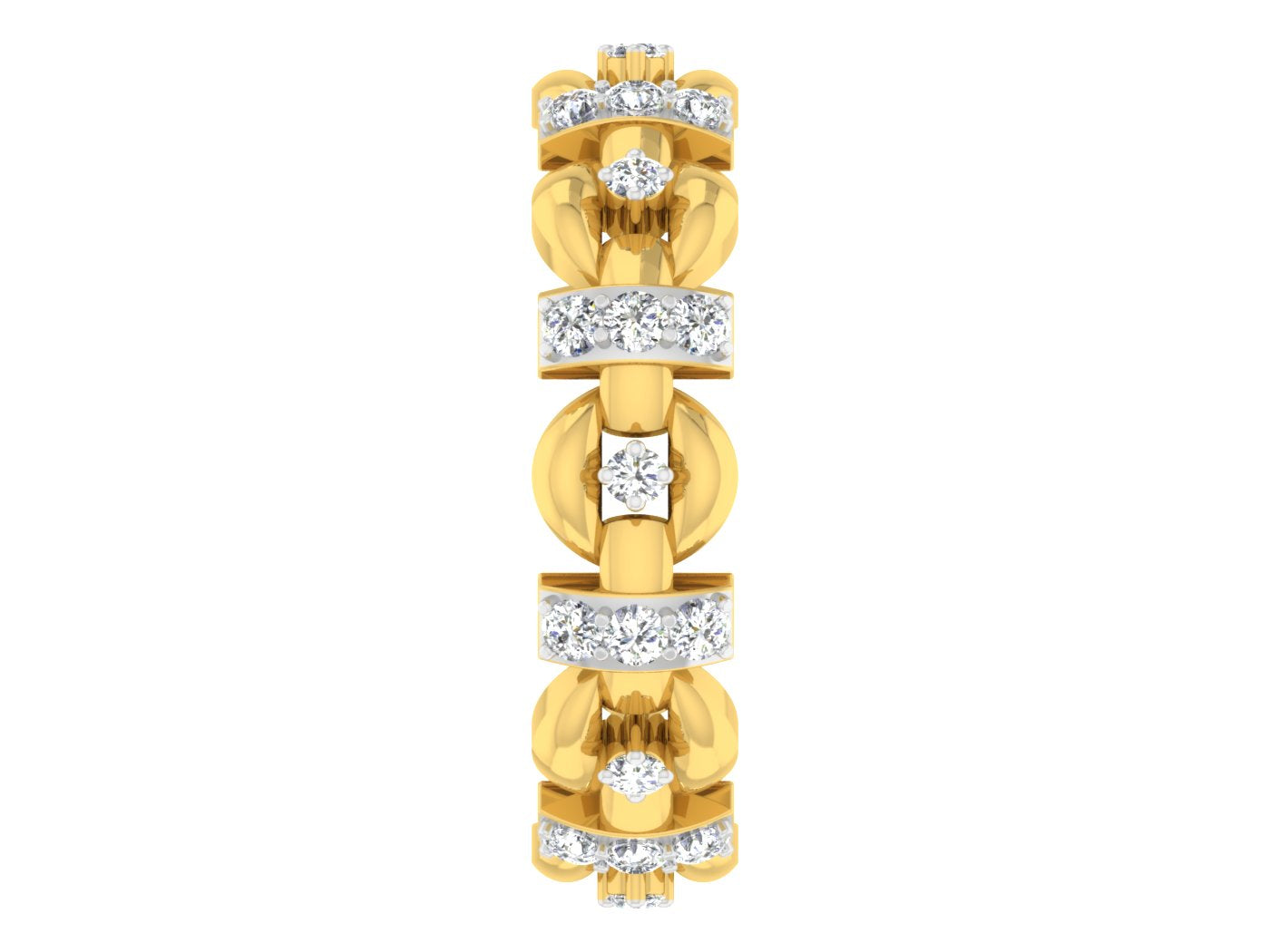 River's Edge synthetic Diamond Gold Band Front Side .Best Aritificial Diamond Jewelry in Chennai at Diahart.