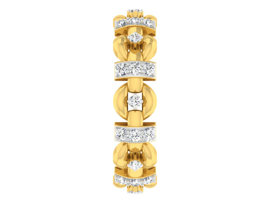 River's Edge synthetic Diamond Gold Band Front Side .Best Aritificial Diamond Jewelry in Chennai at Diahart.