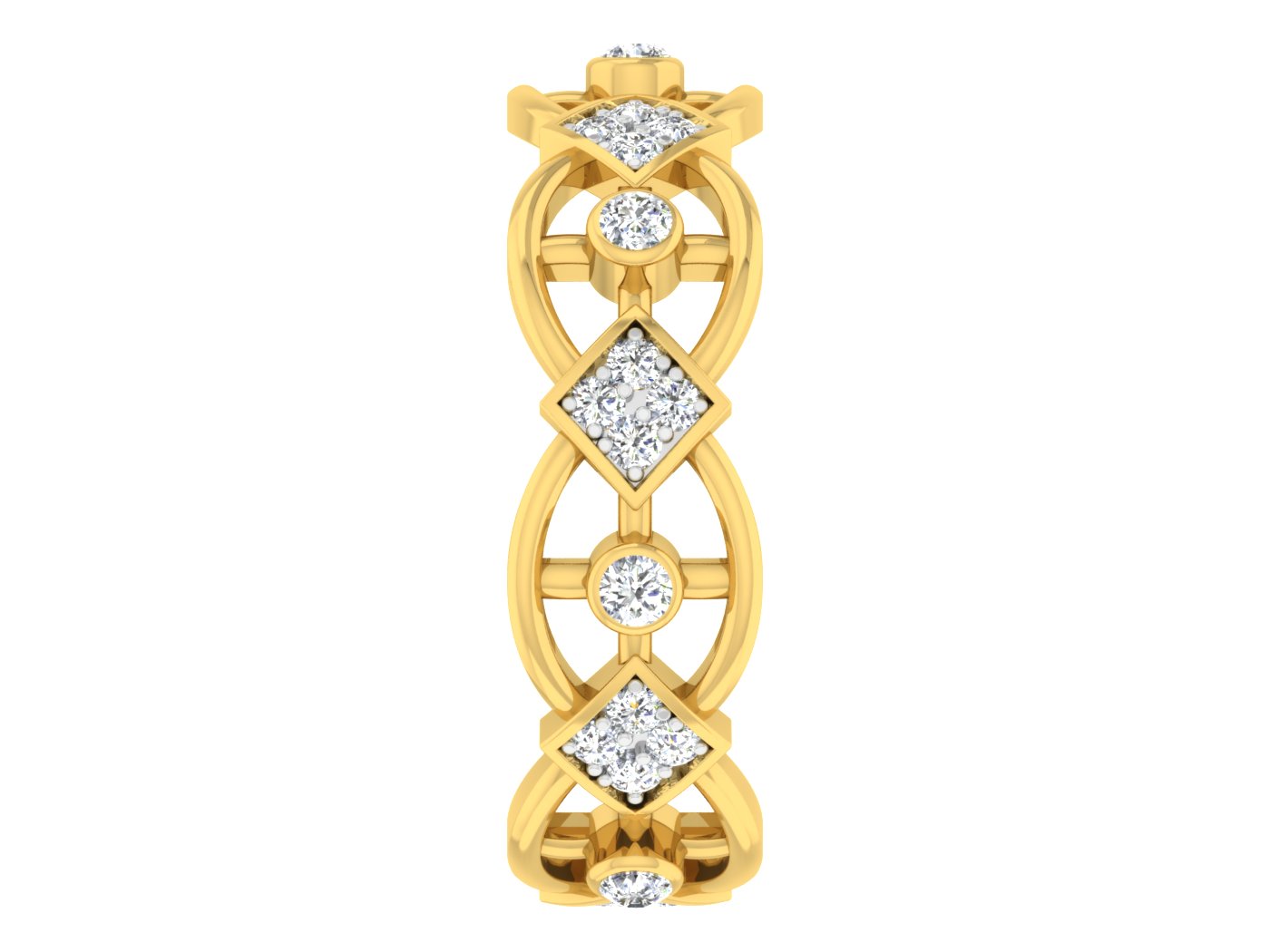 Cool Quest Artificial Diamond Gold Band Front View.Best Artificial Diamond Jewelry in Chennai at Diahart.