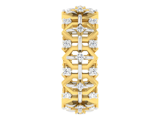 Highland Serenity Artificial Diamond Gold Band Front View.Best Synthetic Diamond Jewelry in Chennai at Diahart.