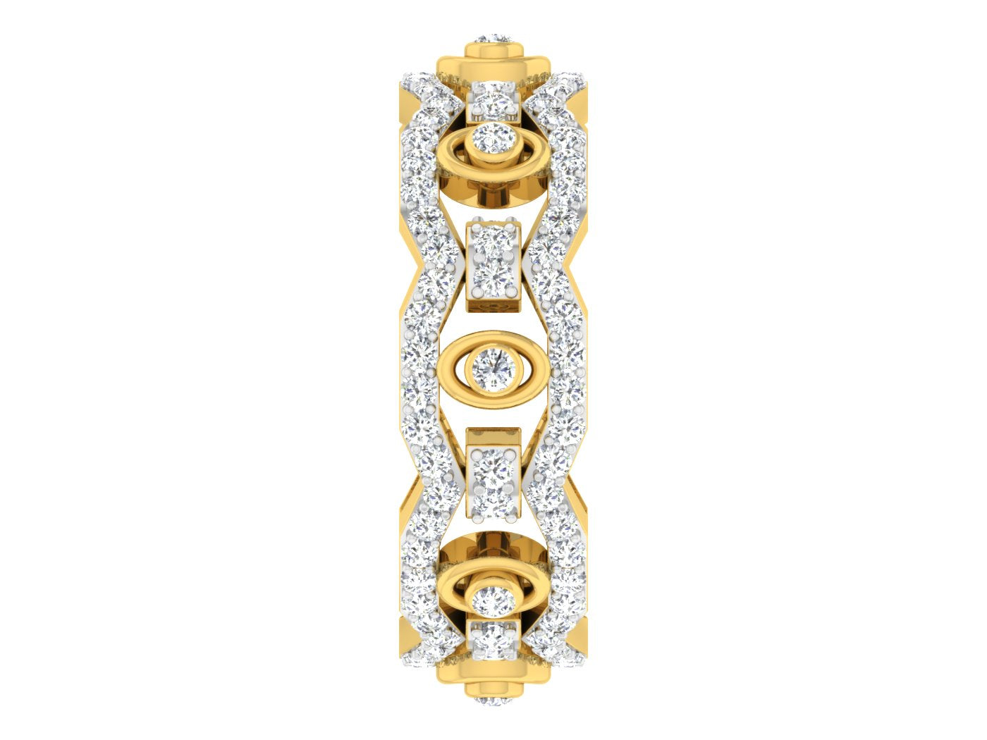 Galaxy Glow lab grown  Diamond Gold  Band Front View.Best Lab Grown Diamond Jewelry in Chennai