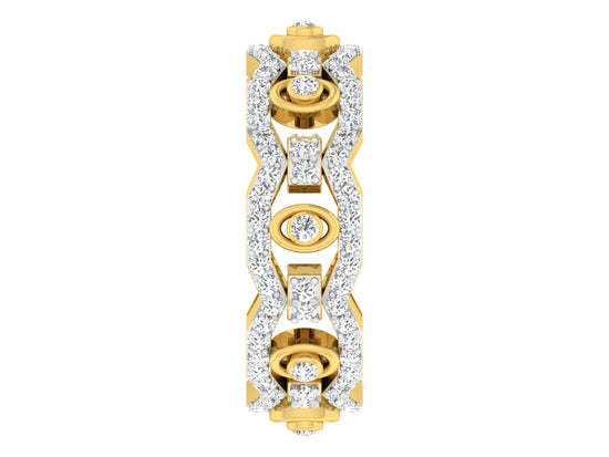 Galaxy Glow lab grown  Diamond Gold  Band Front View.Best Lab Grown Diamond Jewelry in Chennai