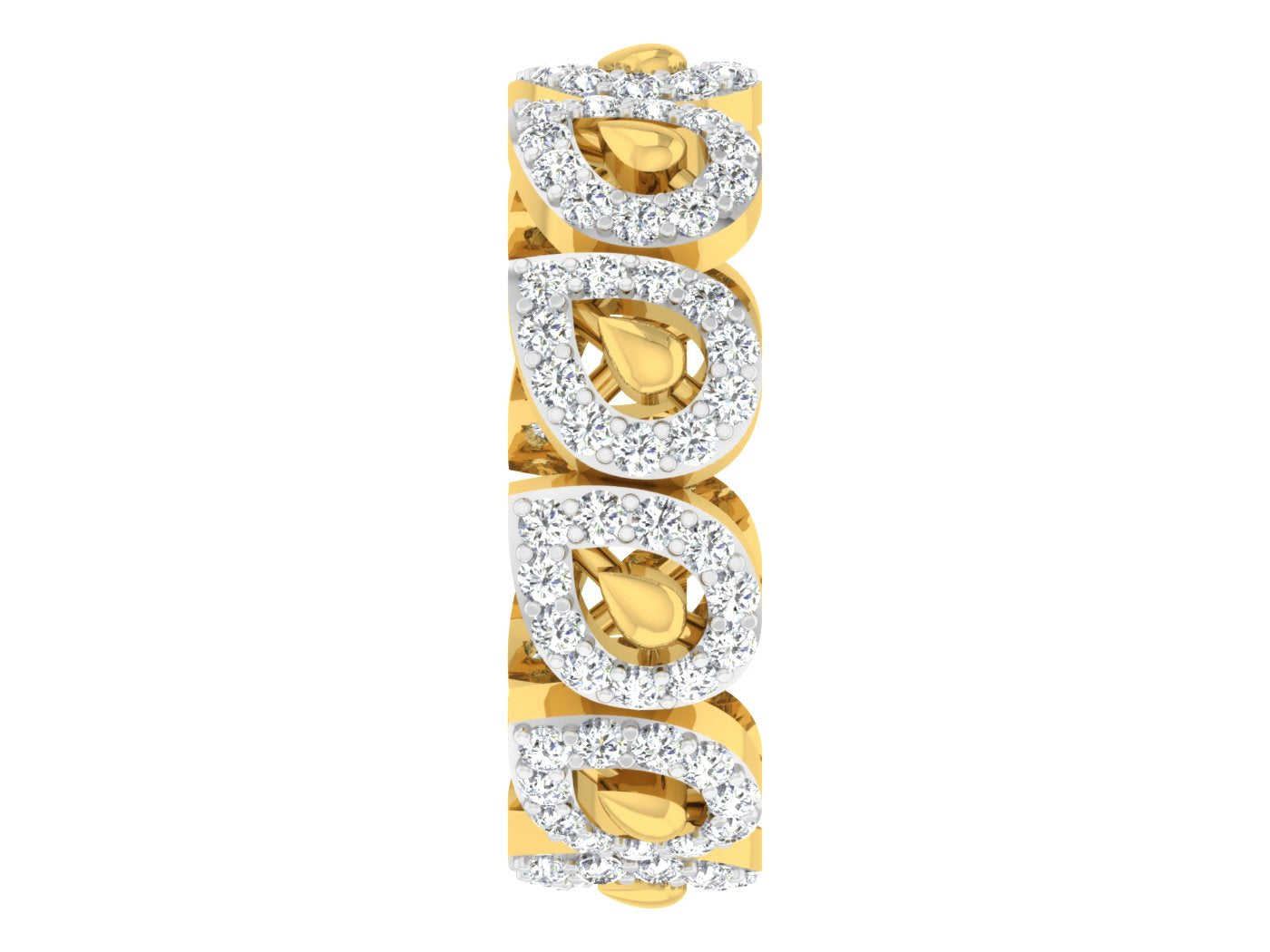 Diamond Mania Artificial Diamond Gold Band Front View. Best Artificial Diamond Jewelry in Chennai at Diahart.