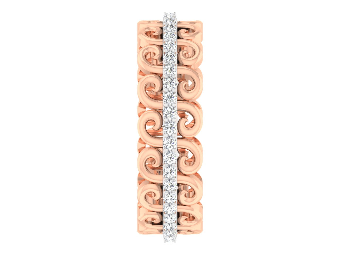 Creeper Charm Artificial Diamond Rose Gold Band Front View .Best Synthetic Diamond Jewelry in Chennai at Diahart.