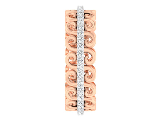 Creeper Charm Artificial Diamond Rose Gold Band Front View .Best Synthetic Diamond Jewelry in Chennai at Diahart.