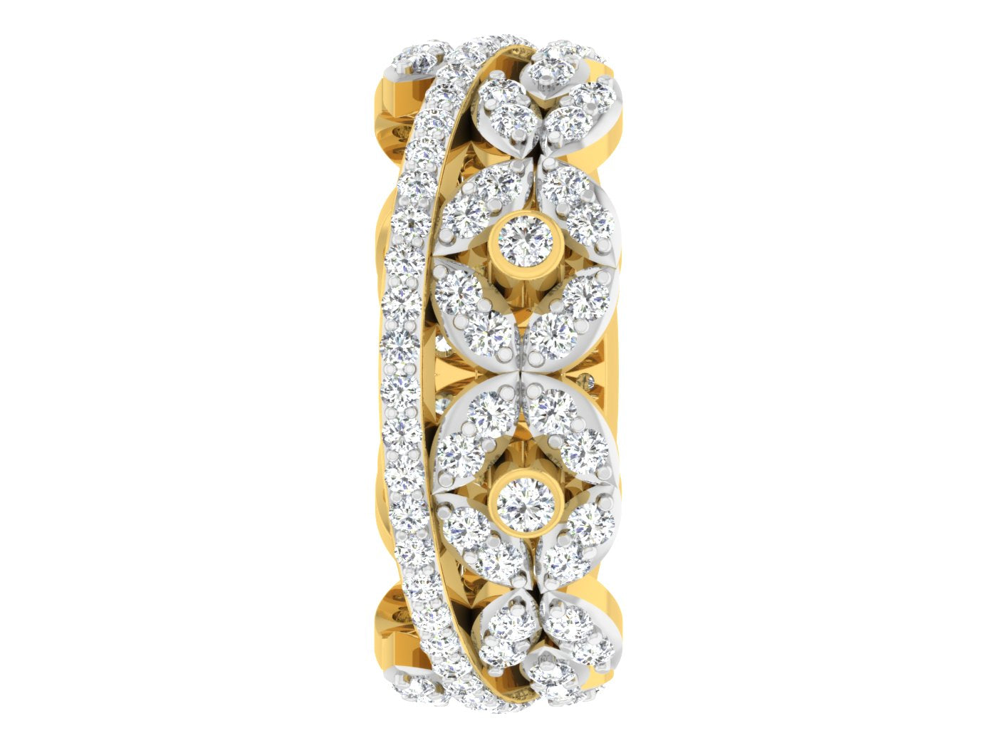 Cool Cruiser Synthetic Diamond Gold Band Front View .Best Synthetic Diamond Jewelry in Chennai at Diahart.