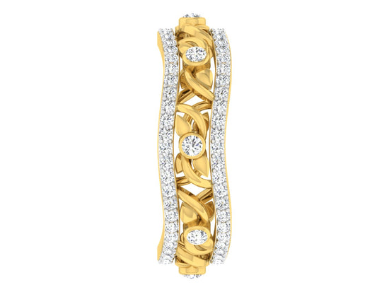 Rain Rider Lab Grown Diamond Gold Band Front View.Best Artificial Diamond Jewelry in Chennai