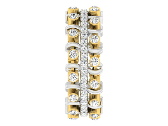 Storm Sentry Synthetic Diamond Gold Band Front View.Best Artificial Diamond Jewelry in Chennai at Diahart.