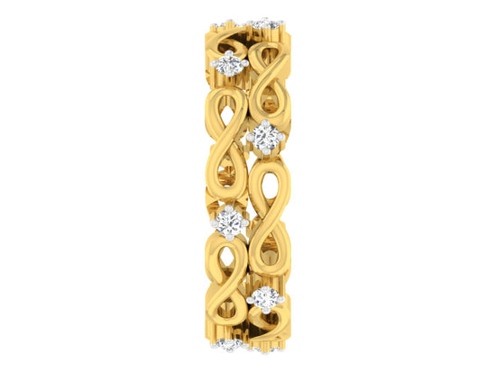 Infinity synthetic Diamond Gold Band Front View.Best Synthetic Diamond Jewelry in Chennai