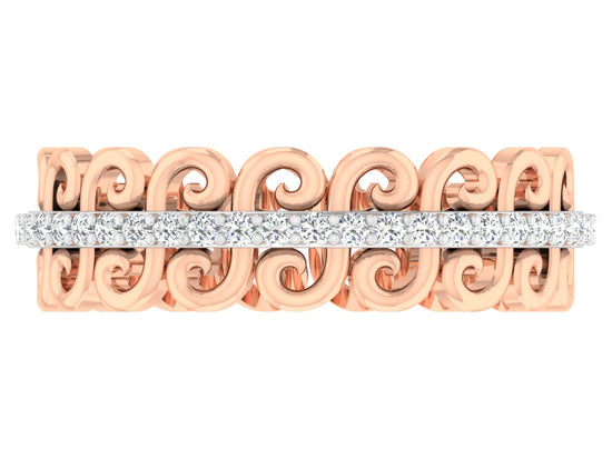 Creeper Charm Artificial Diamond Rose Gold Band Top View .Best Synthetic Diamond Jewelry in Chennai at Diahart.