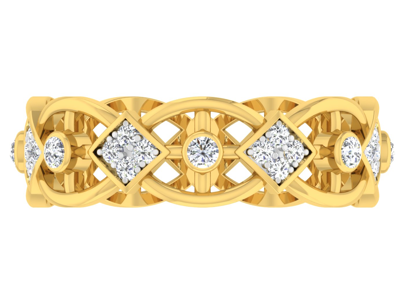 Cool Quest Artificial Diamond Gold Band Top View.Best Artificial Diamond Jewelry in Chennai at Diahart.