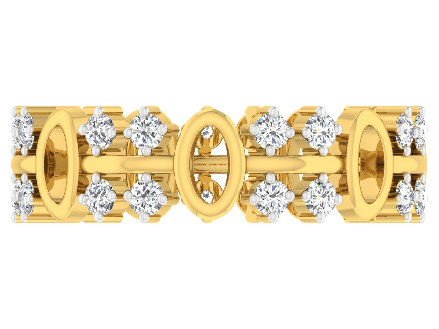 Starlight Galaxy synthetic Diamond Gold Band Top View .Best Artificial Diamond Jewelry in Chennai at Diahart.