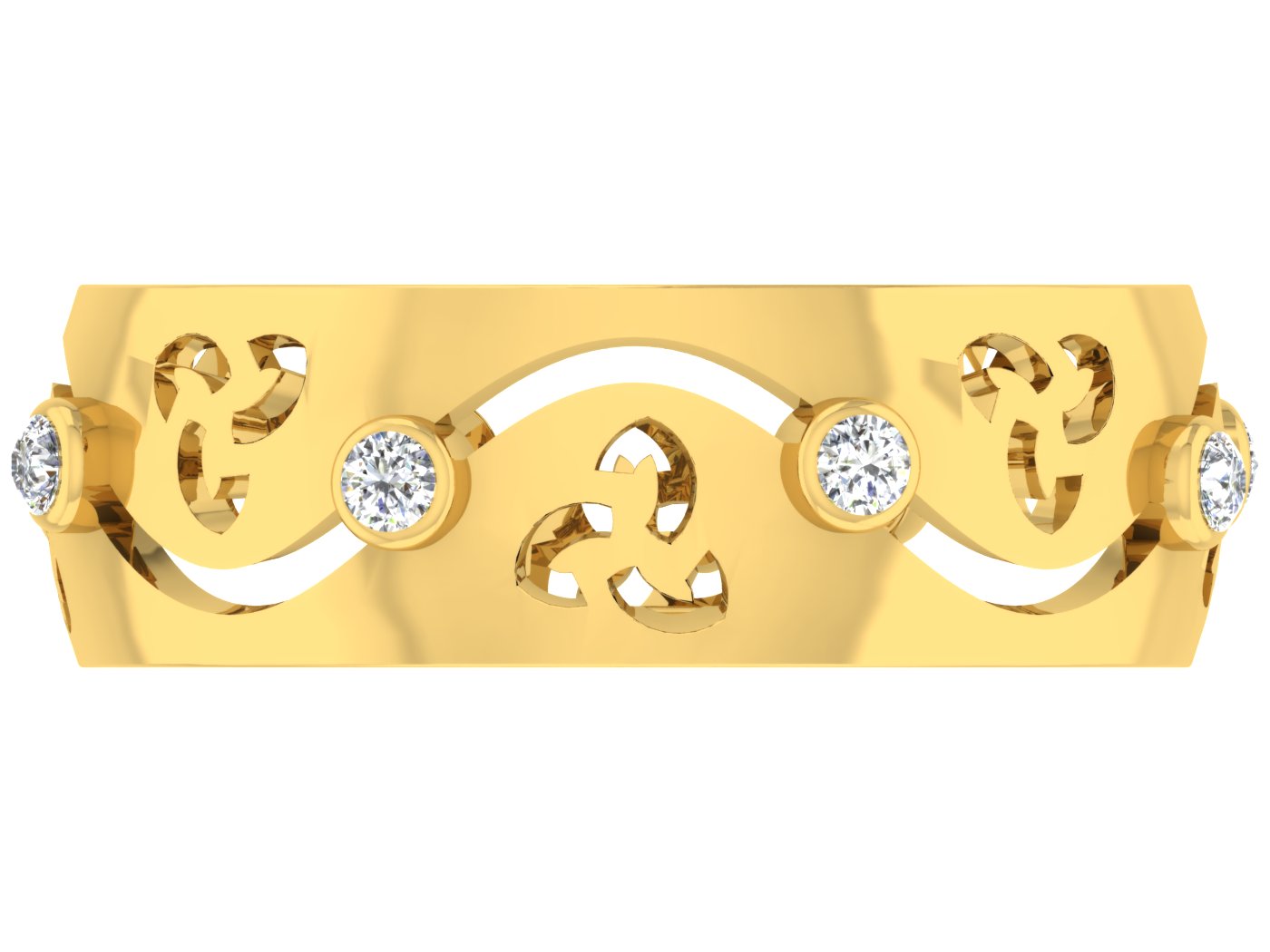 Sun Spark Synthetic Diamond Gold Band Top View.Best Synthetic Diamond Jewelry in Chennai