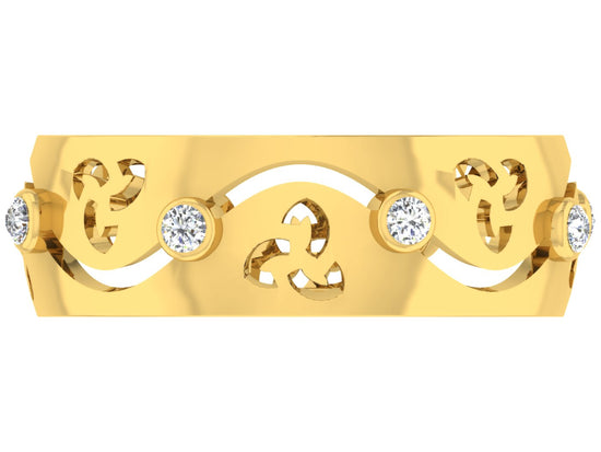 Sun Spark Synthetic Diamond Gold Band Top View.Best Synthetic Diamond Jewelry in Chennai