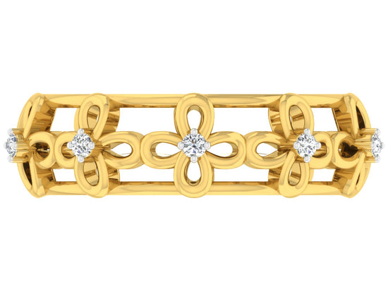 Flower Scape Artificial Diamond Gold Band Top View Best Synthetic Diamond Jewelry in Chennai.