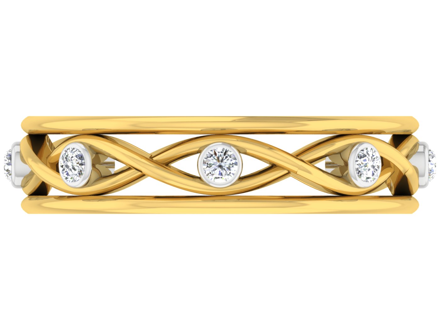 Sun Surfer Artificial Diamond Gold Band Top View.Best Synthetic Diamond Jewelry in Chennai