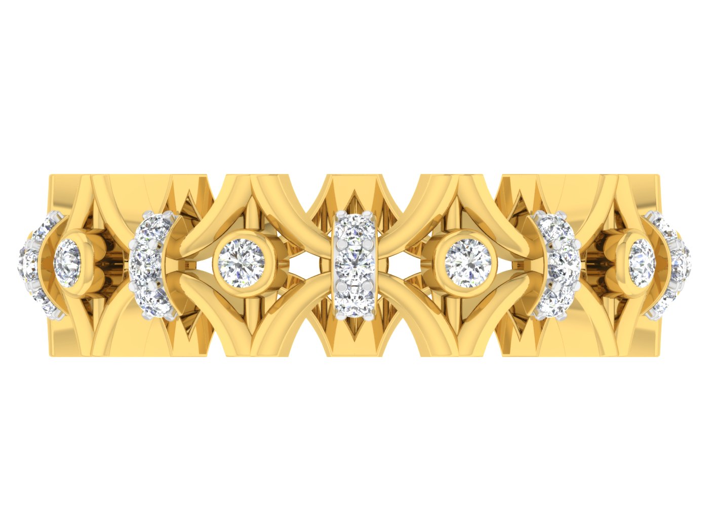 Scenic Vista Artificial Diamond Gold Band Top View. Best Artificial Diamond Jewelry in Chennai at Diahart.